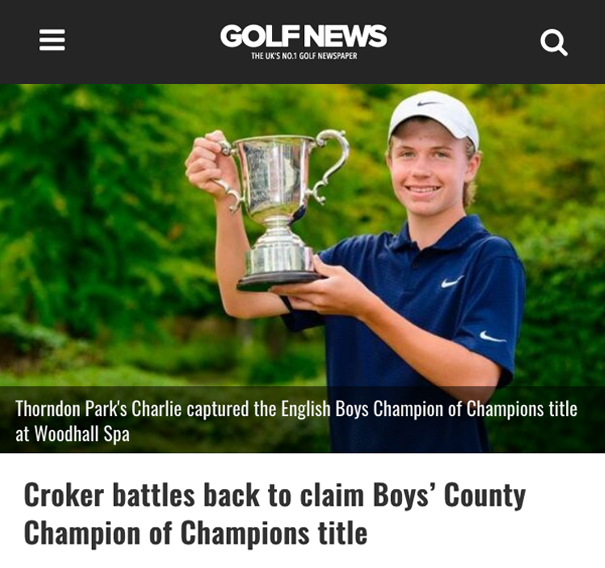 golfnews.co.uk article - Croker battles back to claim Boys' County Champion of Champions title